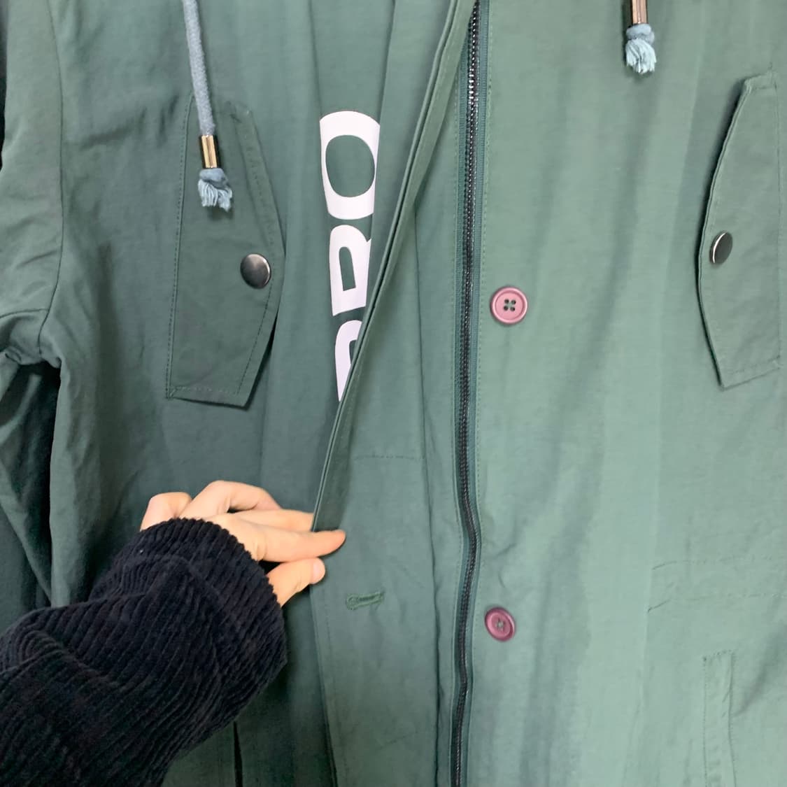 엄브로 후드 롱 코트 바람막이 자켓 다크 그린 빈티지 상품이미지7