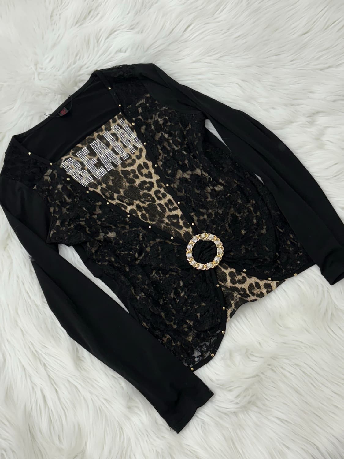 Lace leopard cubic Gyaru long sleeve 상품이미지3
