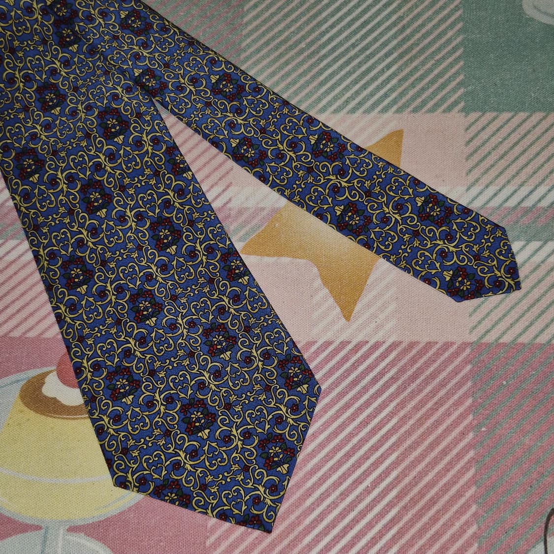 90s 프랑스 니나리치 실크 꽃바구니 넥타이 상품이미지7