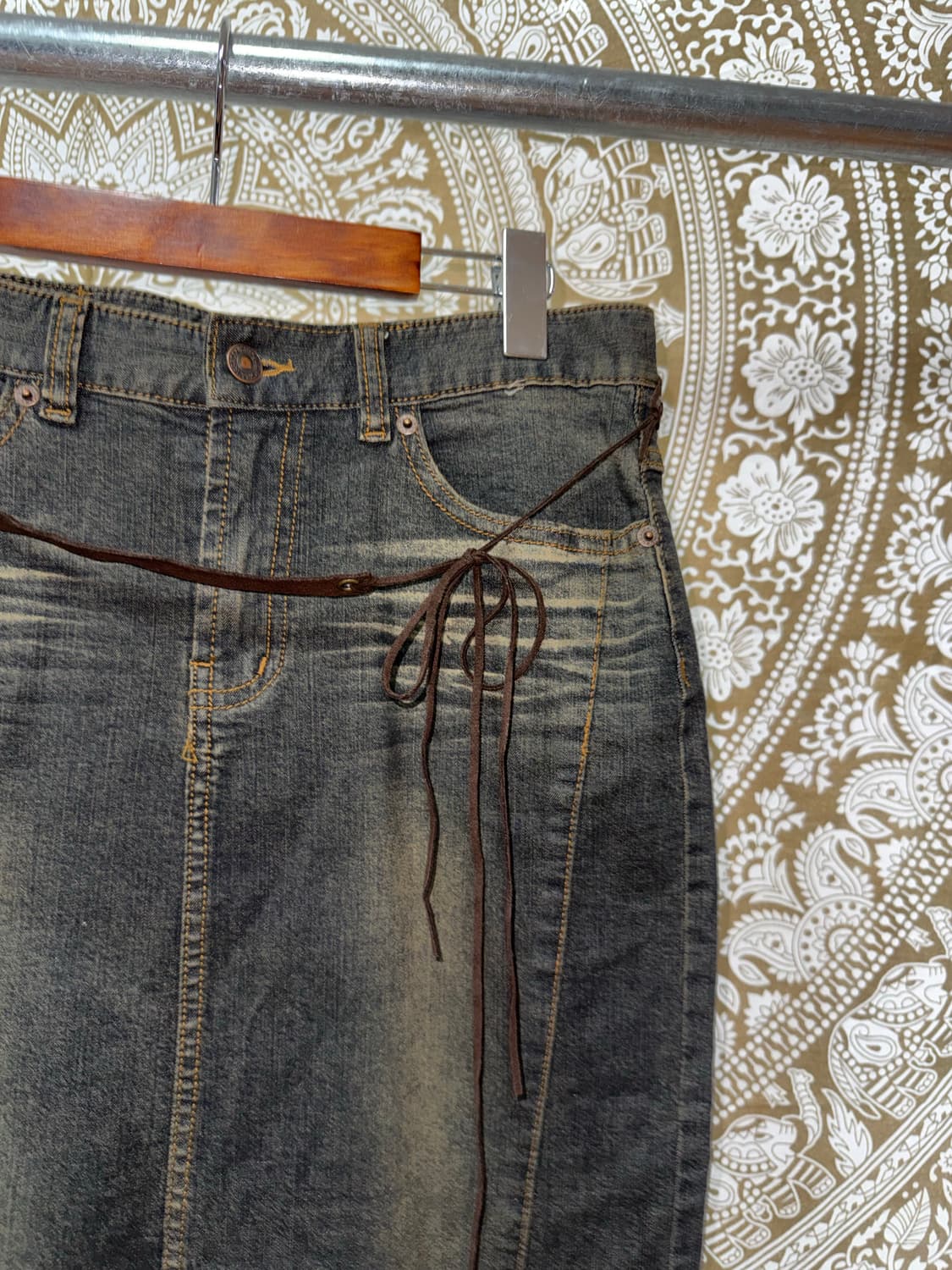 보헤미안 웨스턴 여성 워싱 데님스커트  상품이미지4