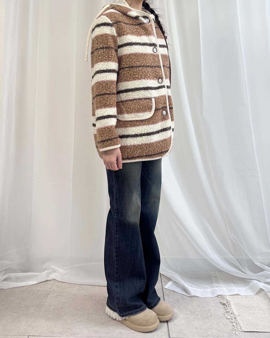 nerd bear boucle stripe hoodie jumper 상품이미지3