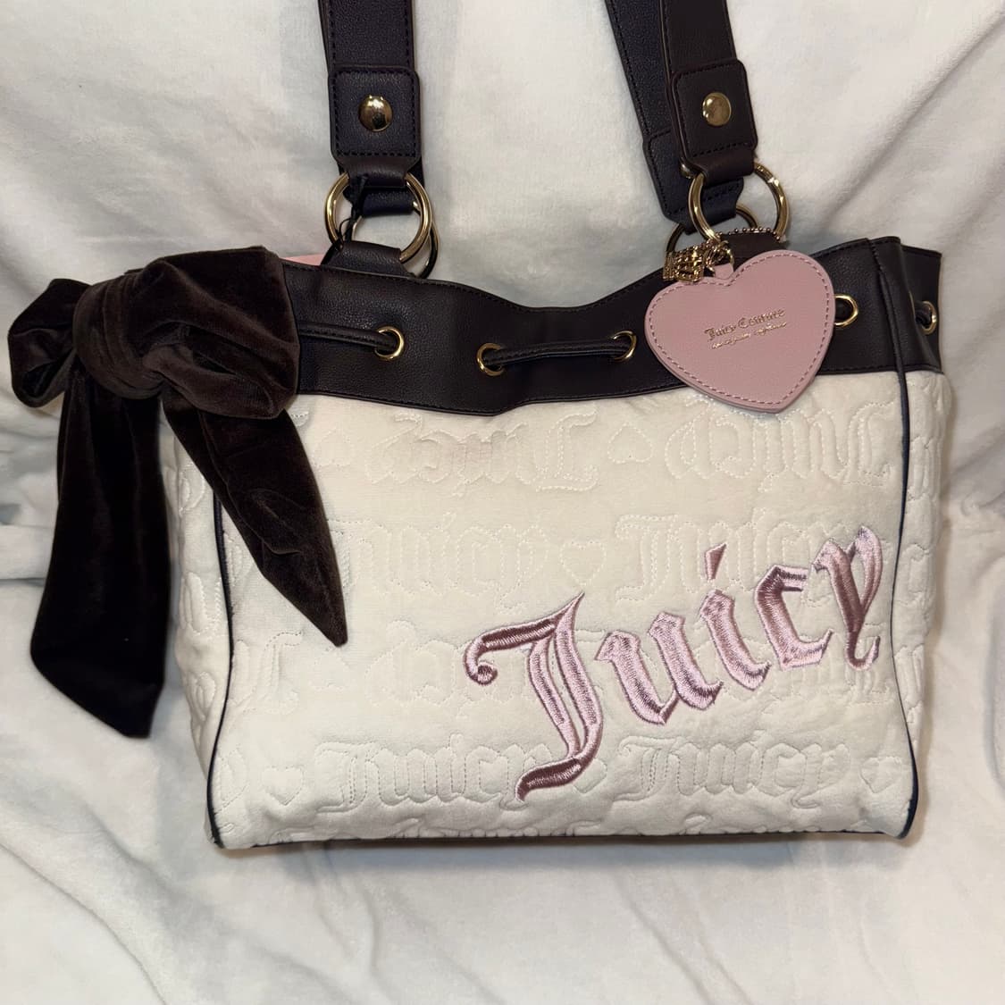 쥬시꾸뛰르 벨벳 데이드리머 숄더백 가방 갸루 핀터깔 토트백 핑크 상품이미지1