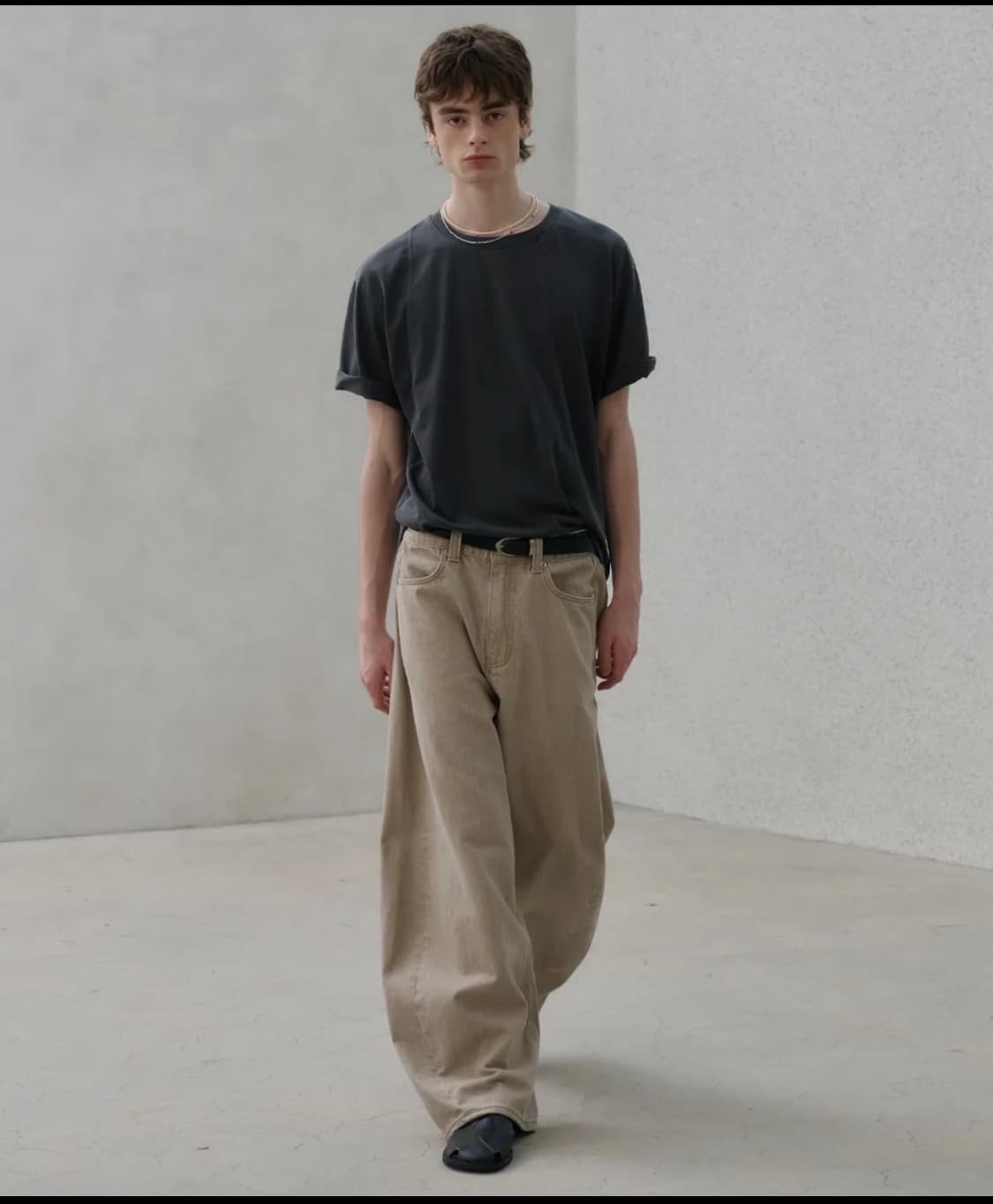 노운 wide curved denim pants(sand beige) 0 상품이미지2