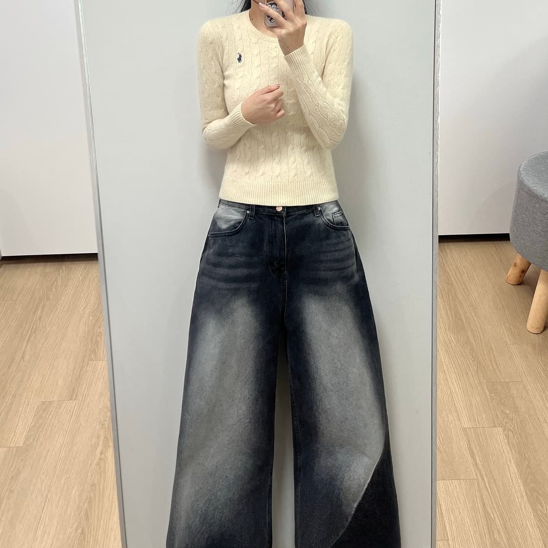 폴로 랄프로렌 울 캐시미어 아이보리 케이블 니트 상품이미지1