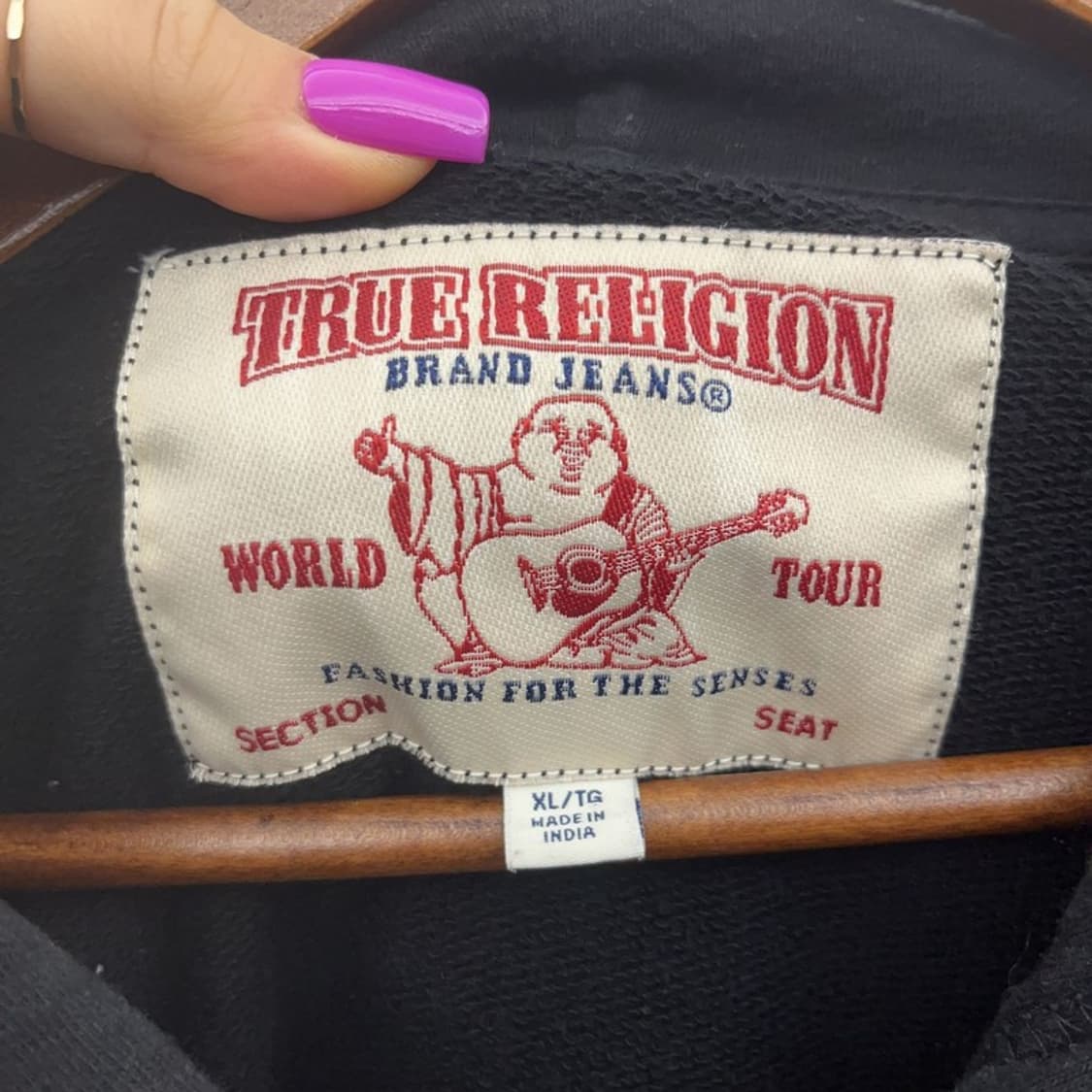 트루릴리전 빈티지 레트로 배색 양털로고 후드티 XL C07120 상품이미지5