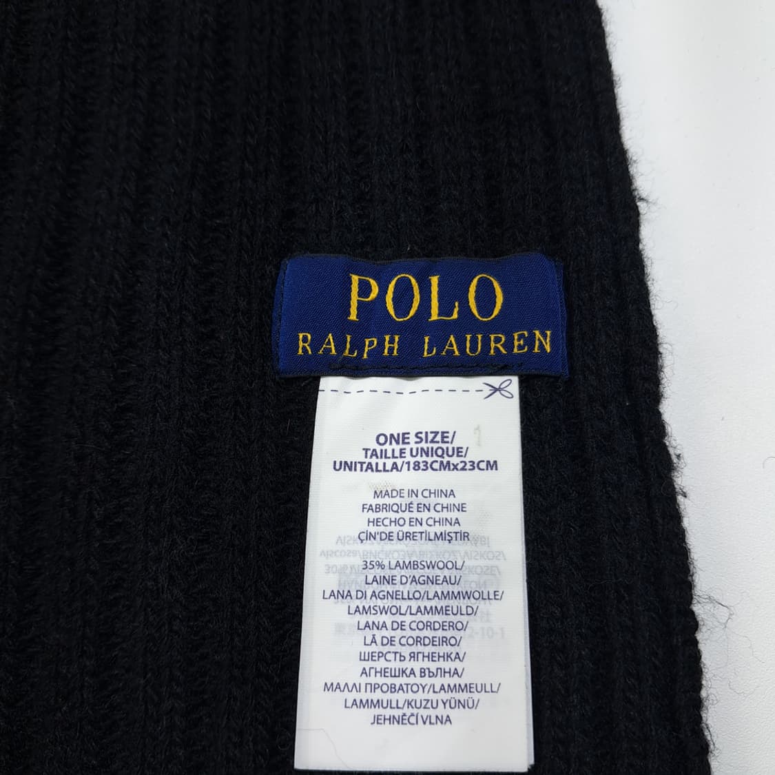 MX395 폴로 랄프 로렌 블랙 & 그레이 투톤 램스울 혼방 리브드 머 상품이미지4