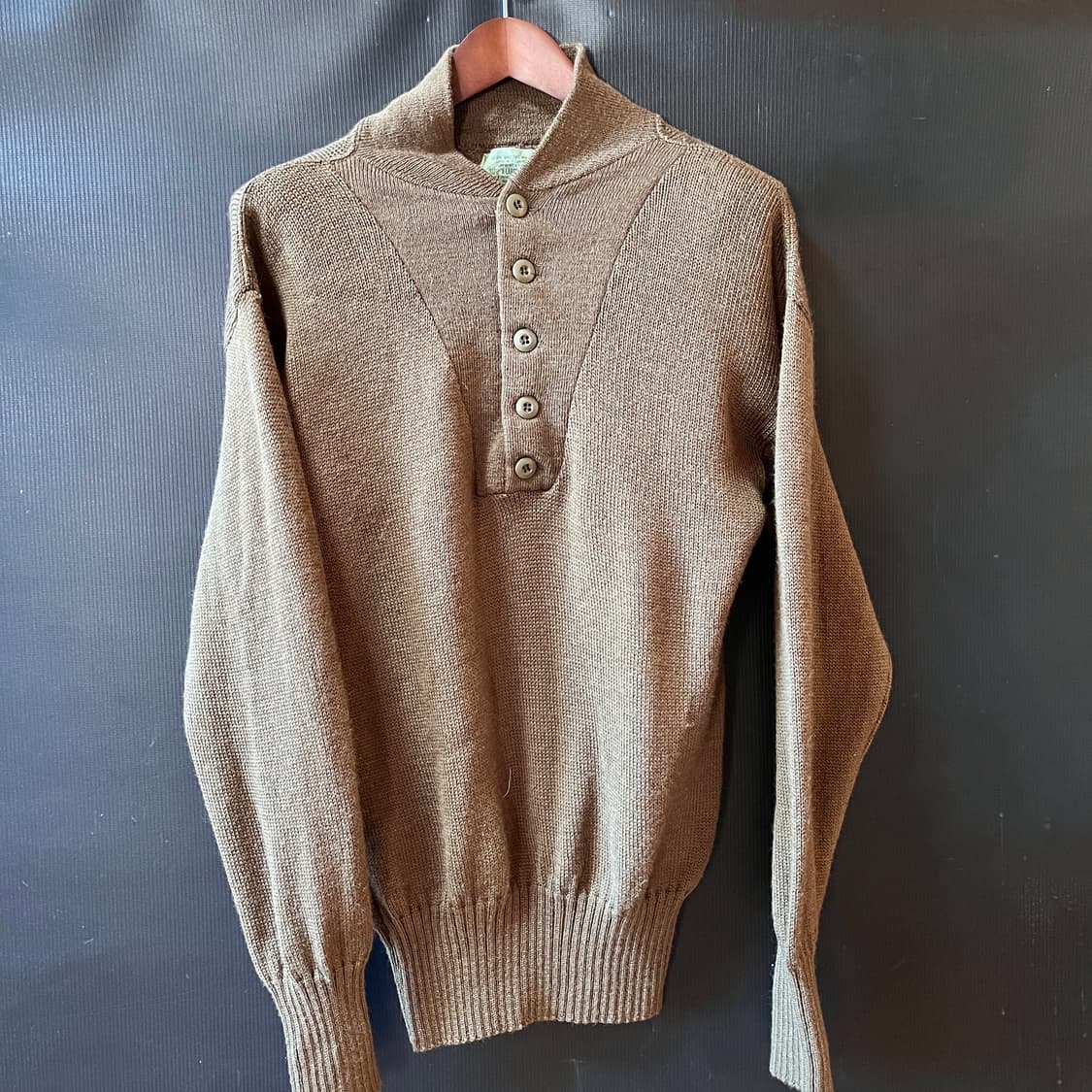 80s US ARMY 미군 보급 울 100 헨리넥 니트  상품이미지2