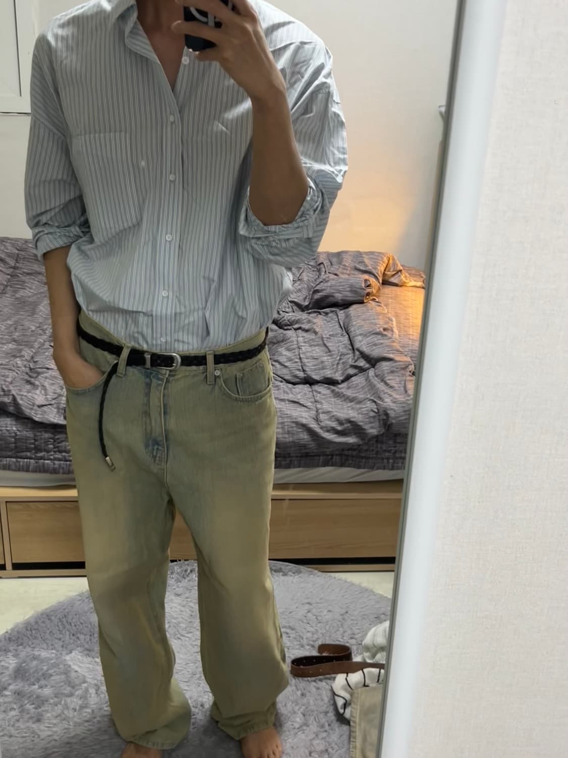 빈티지 워싱 와이드 데님 상품이미지3