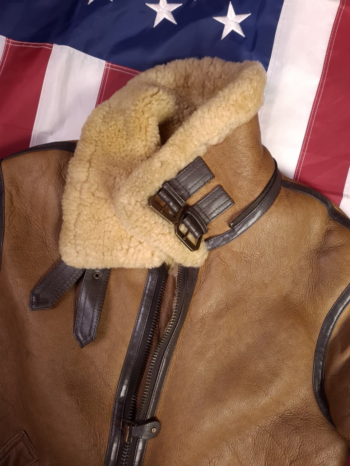 90's 국내산 미공군 B-3 TYPE 리얼레더 항공폭격기 무스탕 상품이미지7