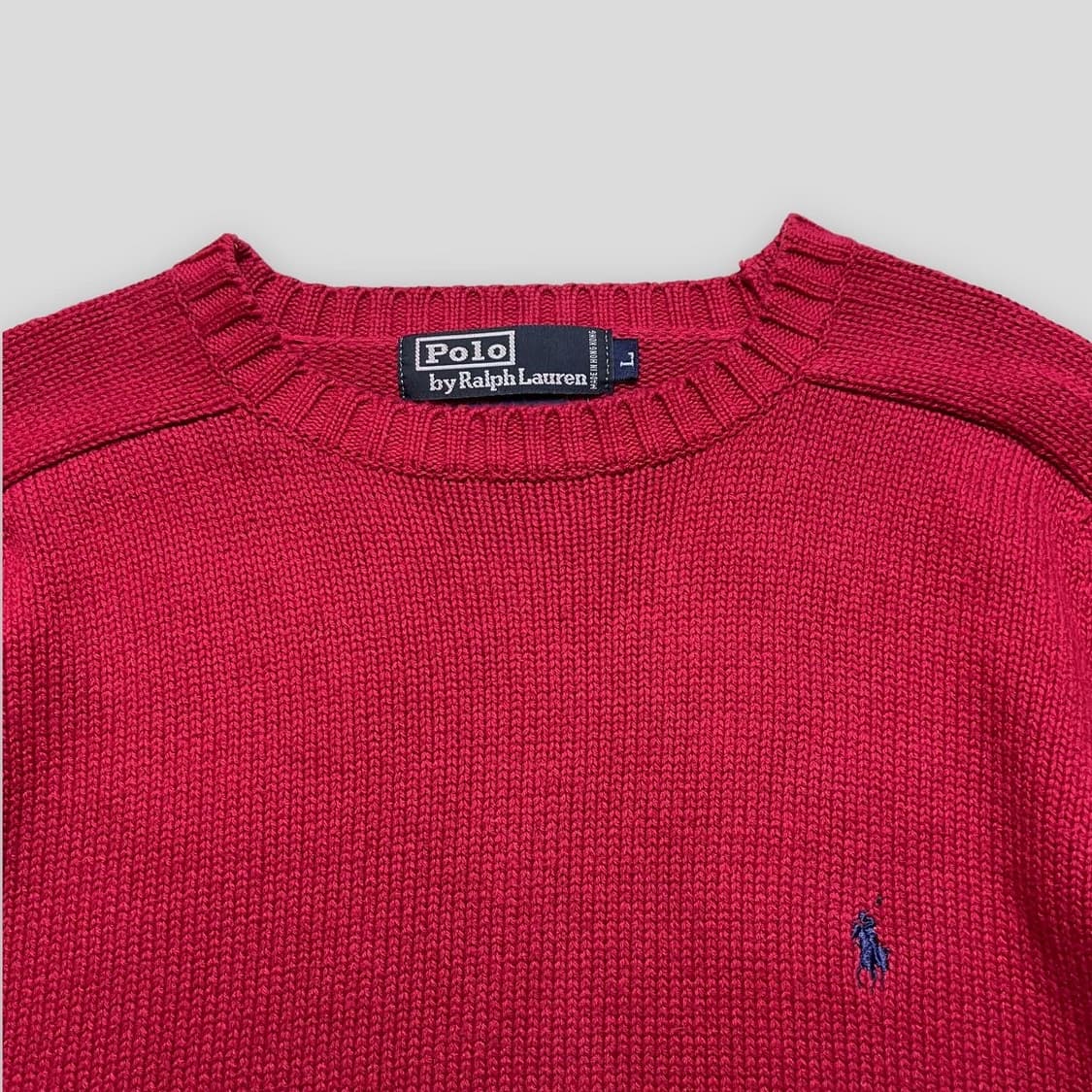 폴로 라운드넥 코튼 레드 니트 상품이미지2