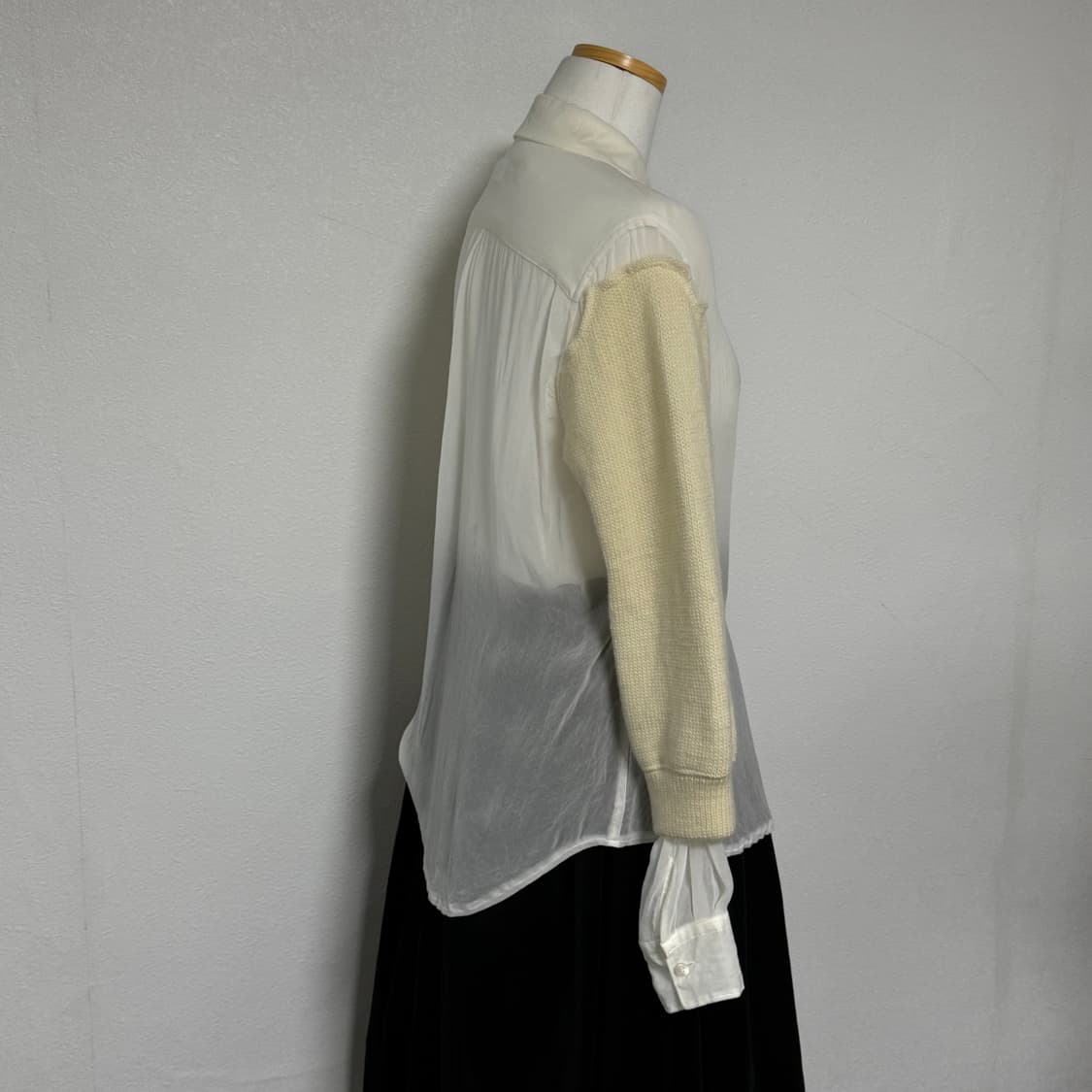 14aw 꼼데가르송 메인라인 니트 슬리브 오간자 셔츠 s 상품이미지2