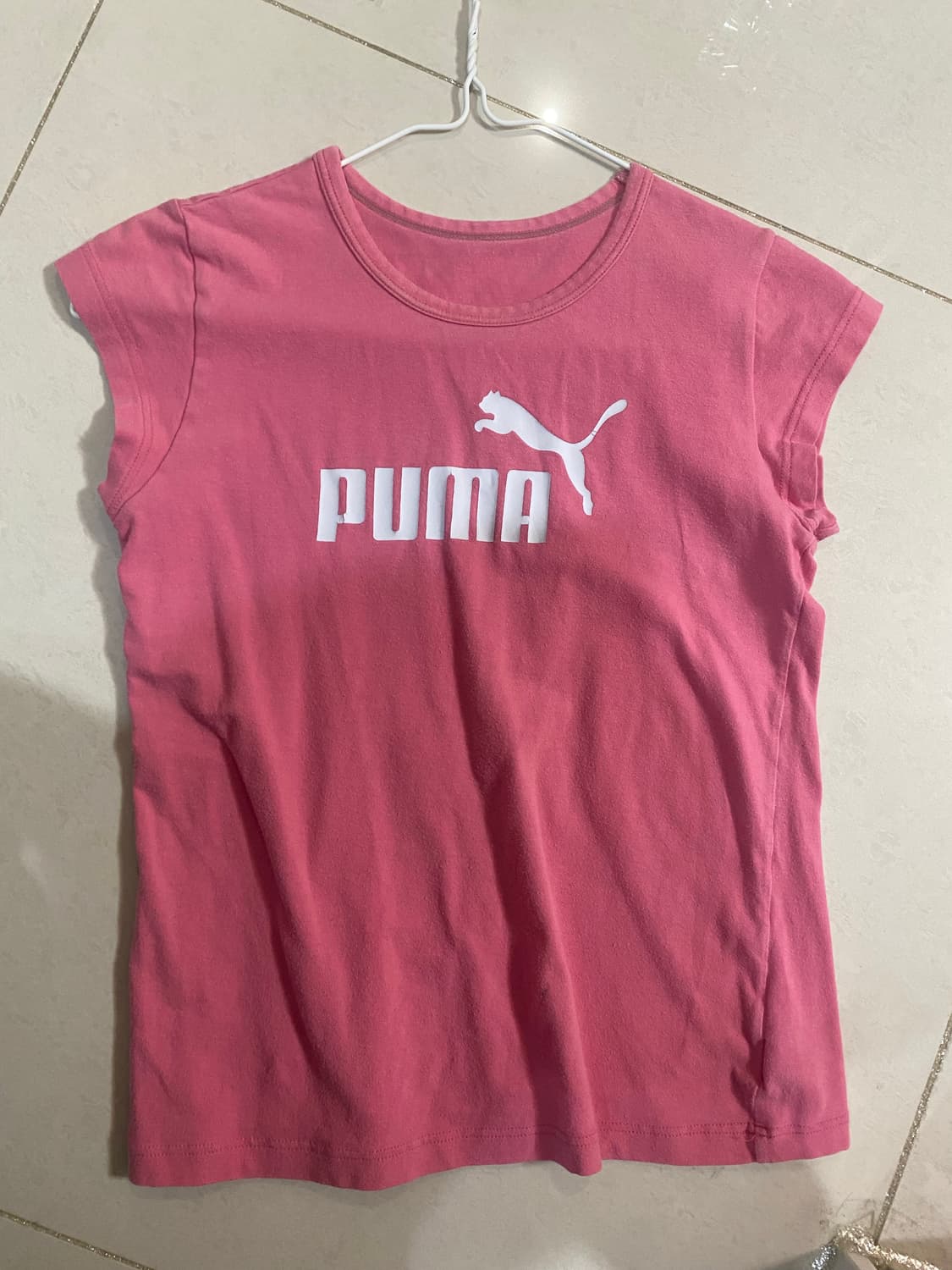 PUMA pink logo short-sleeve T-shirt 상품이미지1