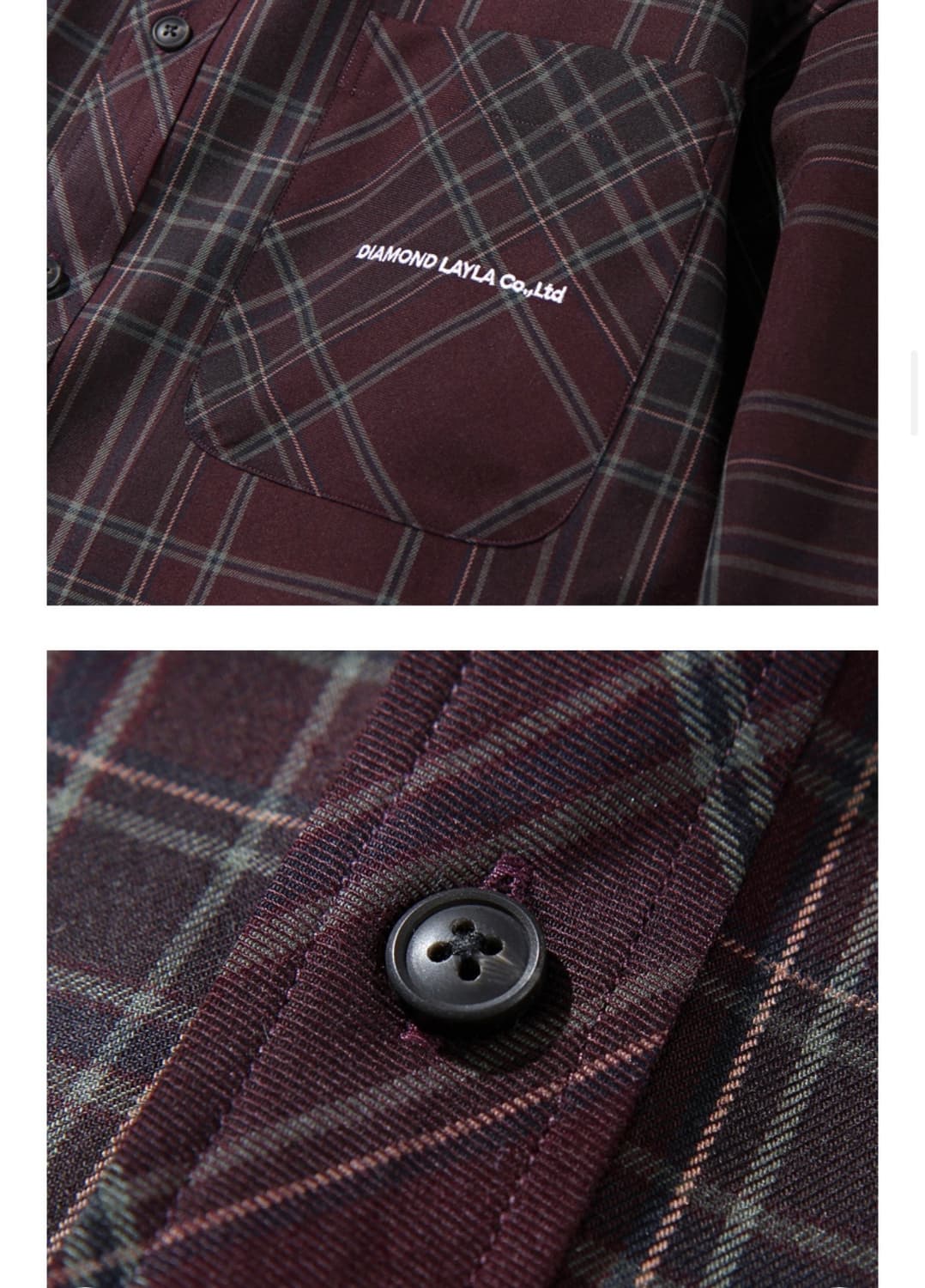 [다이아몬드 레이라] 다크버건디 므드 체크 셔츠 S45 상품이미지3