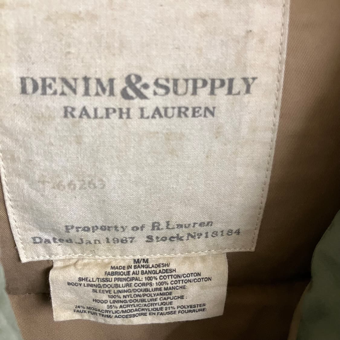 데님 앤 서플라이 폴로 랄프로렌 N3B 카키 밀리터리 후드 야상 M 상품이미지3