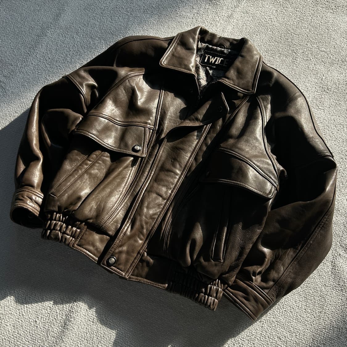 트와이스 레더자켓 봄버 시보리 가죽자켓 m 상품이미지1