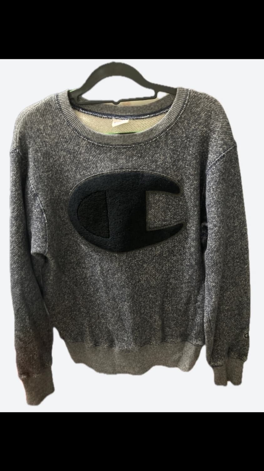 챔피온 빅로고 차콜 니트 맨투맨 상품이미지1