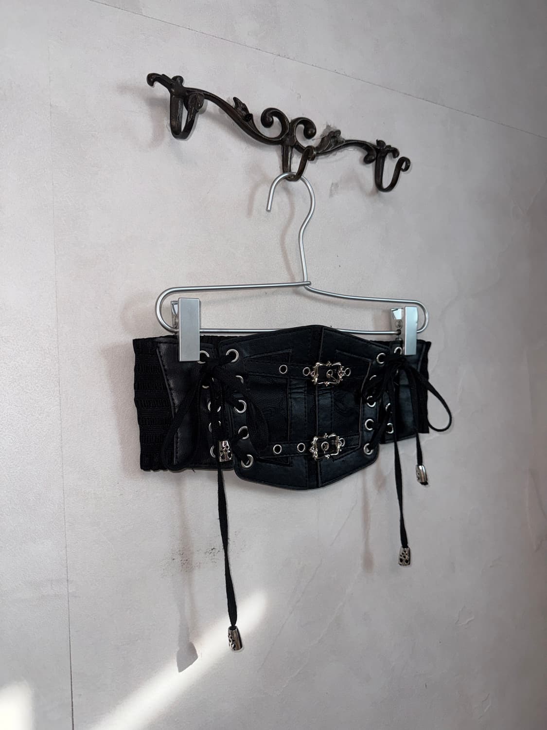 Black floral laceup buckled corset belt 상품이미지3