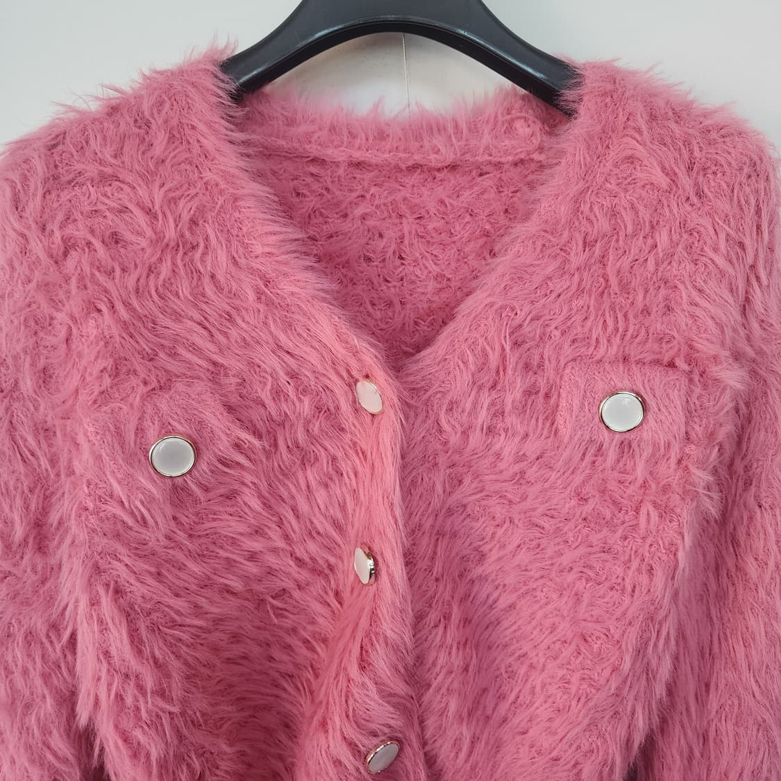 앙고라 퍼 핑크 크롭 가디건 상품이미지2