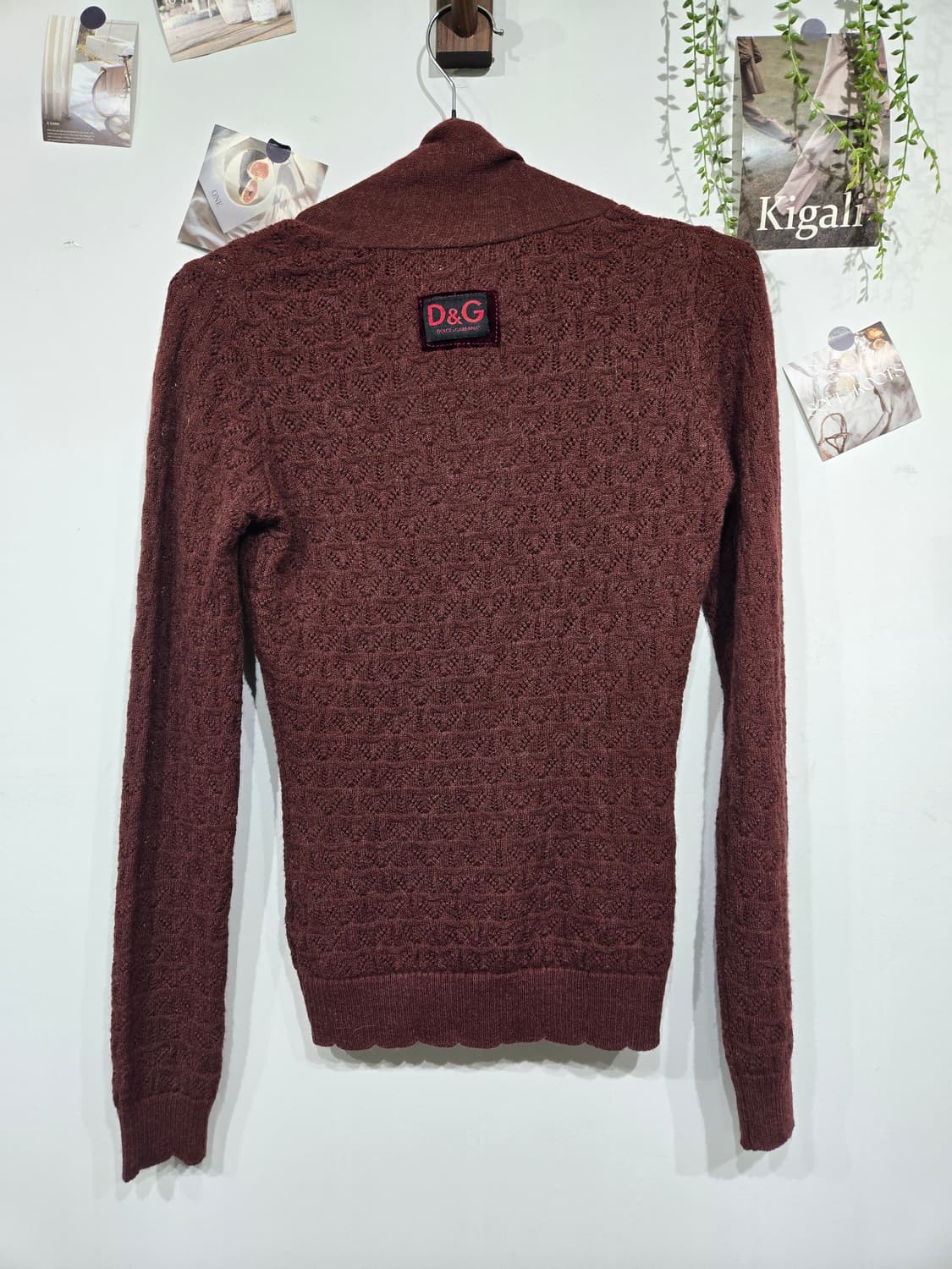 돌체앤가바나 버건디 가디건 니트 앙상블 세트 상품이미지4