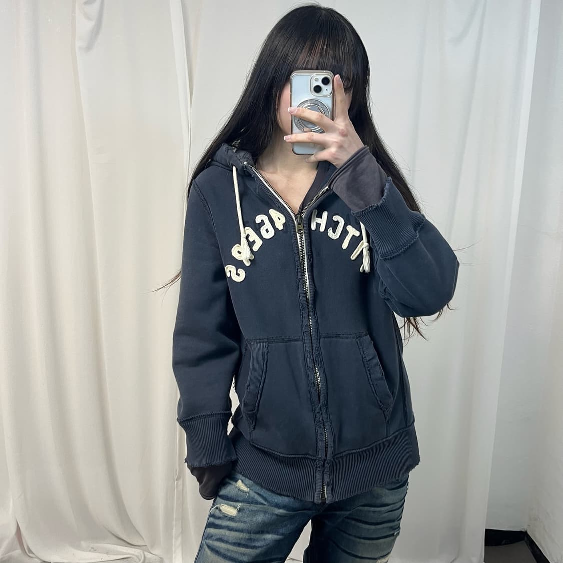 Abercrombie navy zip-up hoodie 상품이미지1