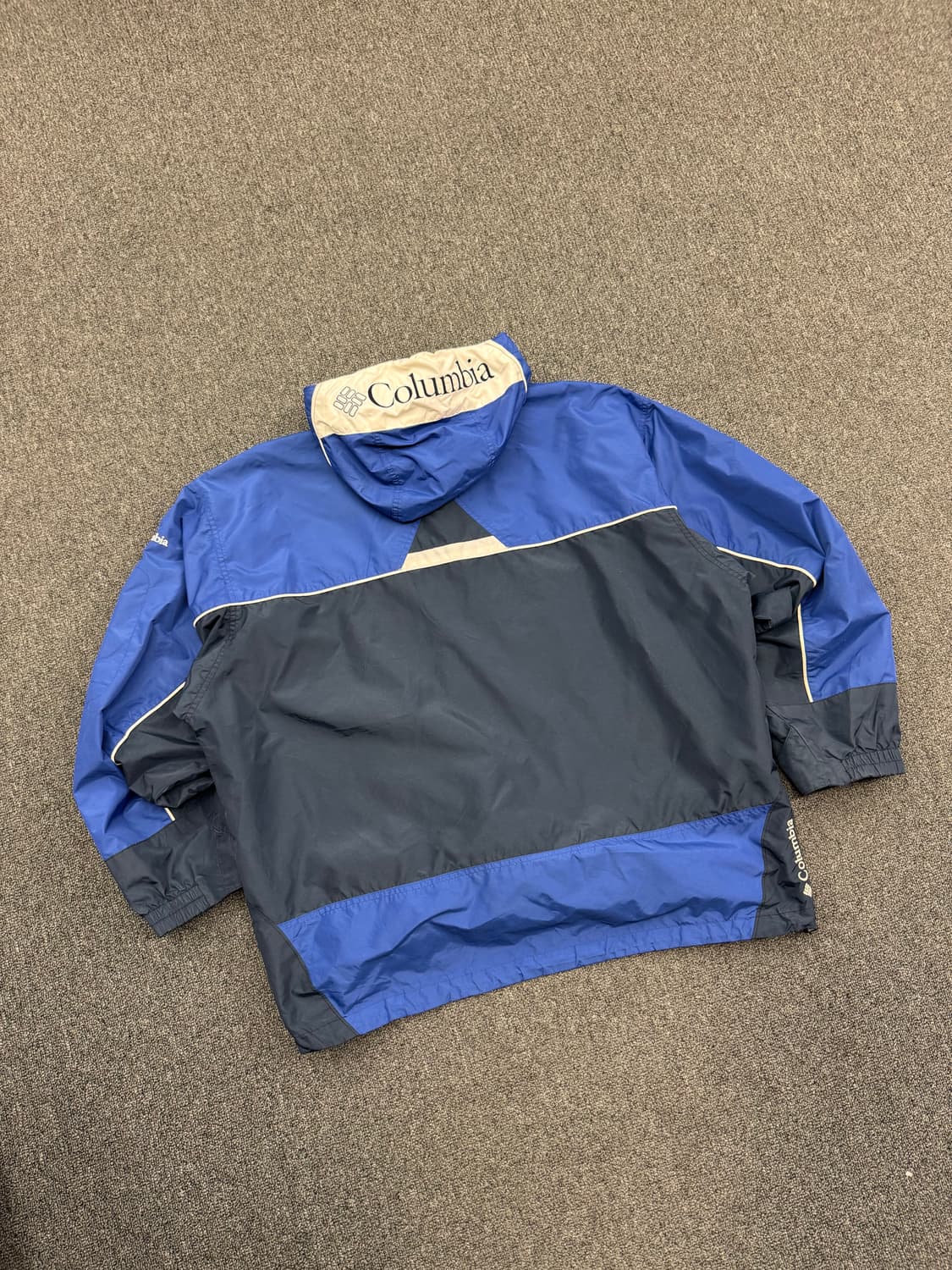 XL)콜럼비아 빈티지 올드스쿨 블루/블랙 배색 바람막이 트랙자켓 상품이미지6