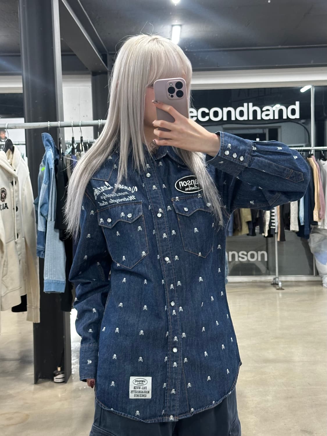 벤슨 스컬 데님 셔츠 상품이미지1