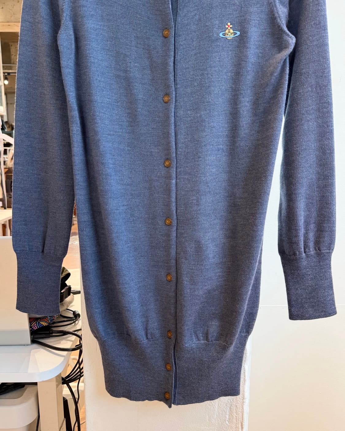 비비안 웨스트우드 레드라벨 네이비 orb자수 롱 가디건 상품이미지6