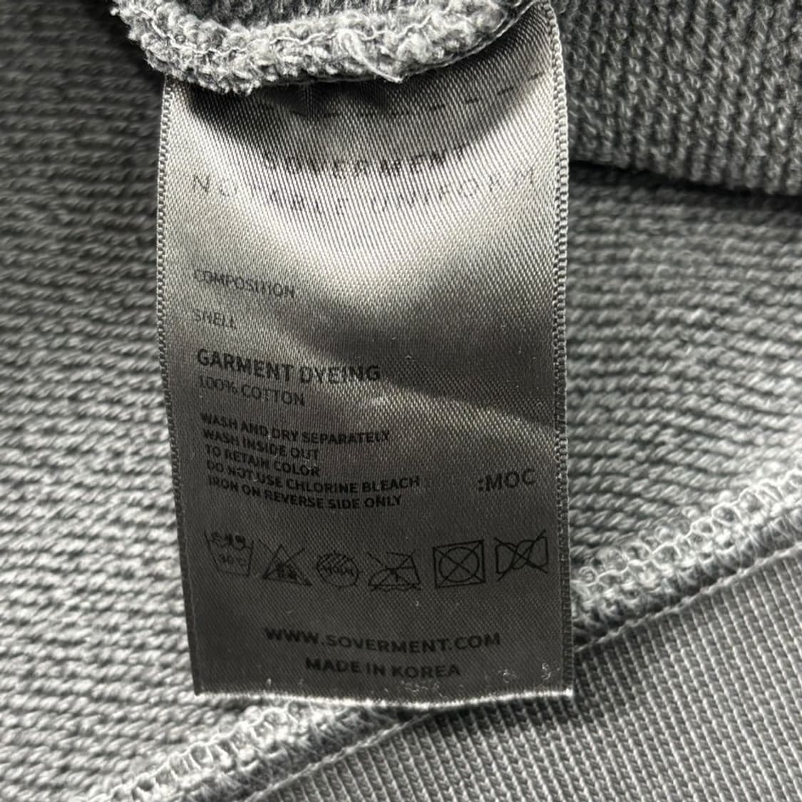 SOVERMENT 피그먼트 워싱 맨투맨 차콜 L 상품이미지5