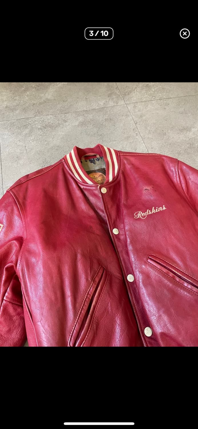 Redskins Leather Varsity Jacket 상품이미지3
