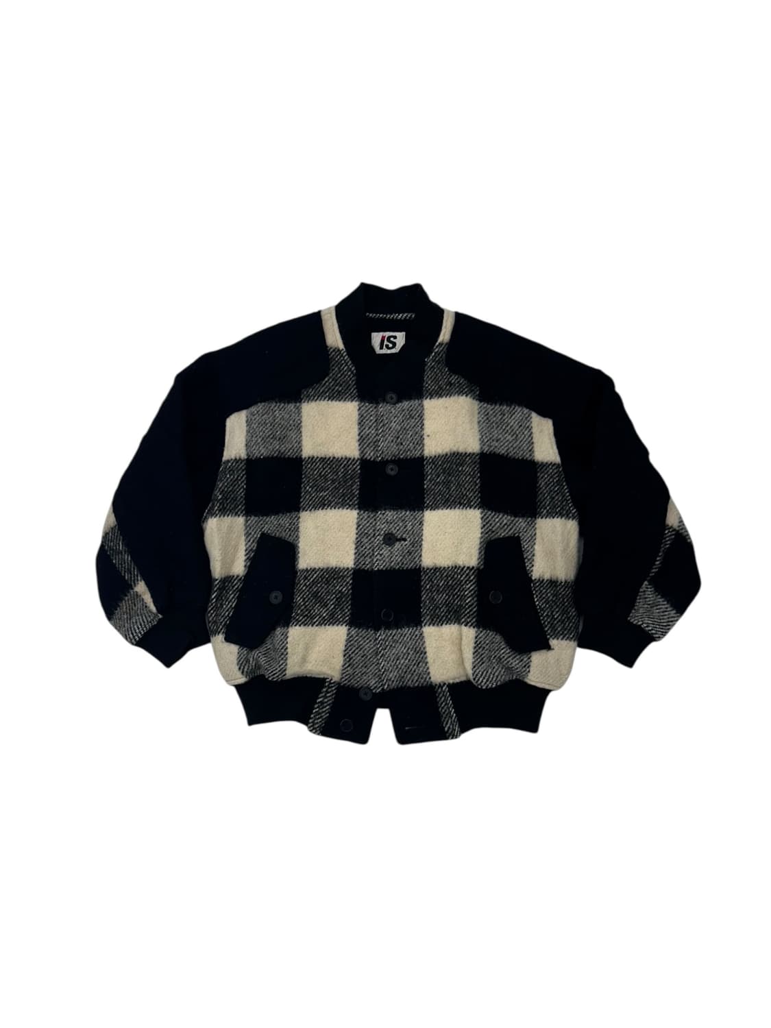 80s 이세이 미야케 스포츠 체크 울 블루종 상품이미지1