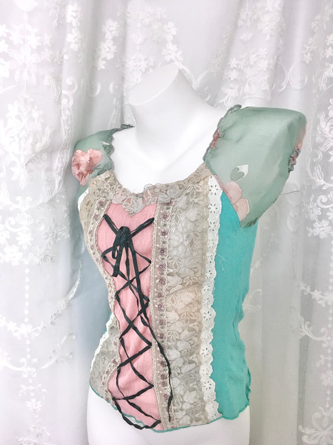 페어리 플라워 퍼프 코르셋 블라우스 상품이미지5