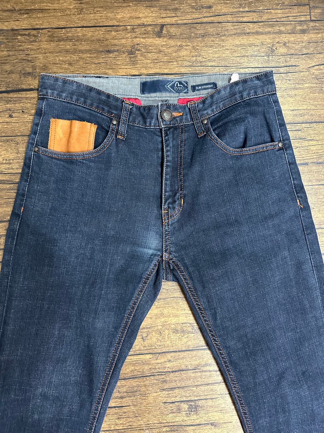 EVISU 슬림 스트레이트 청바지 오렌지 스티치 30사이즈 Y2K 상품이미지2