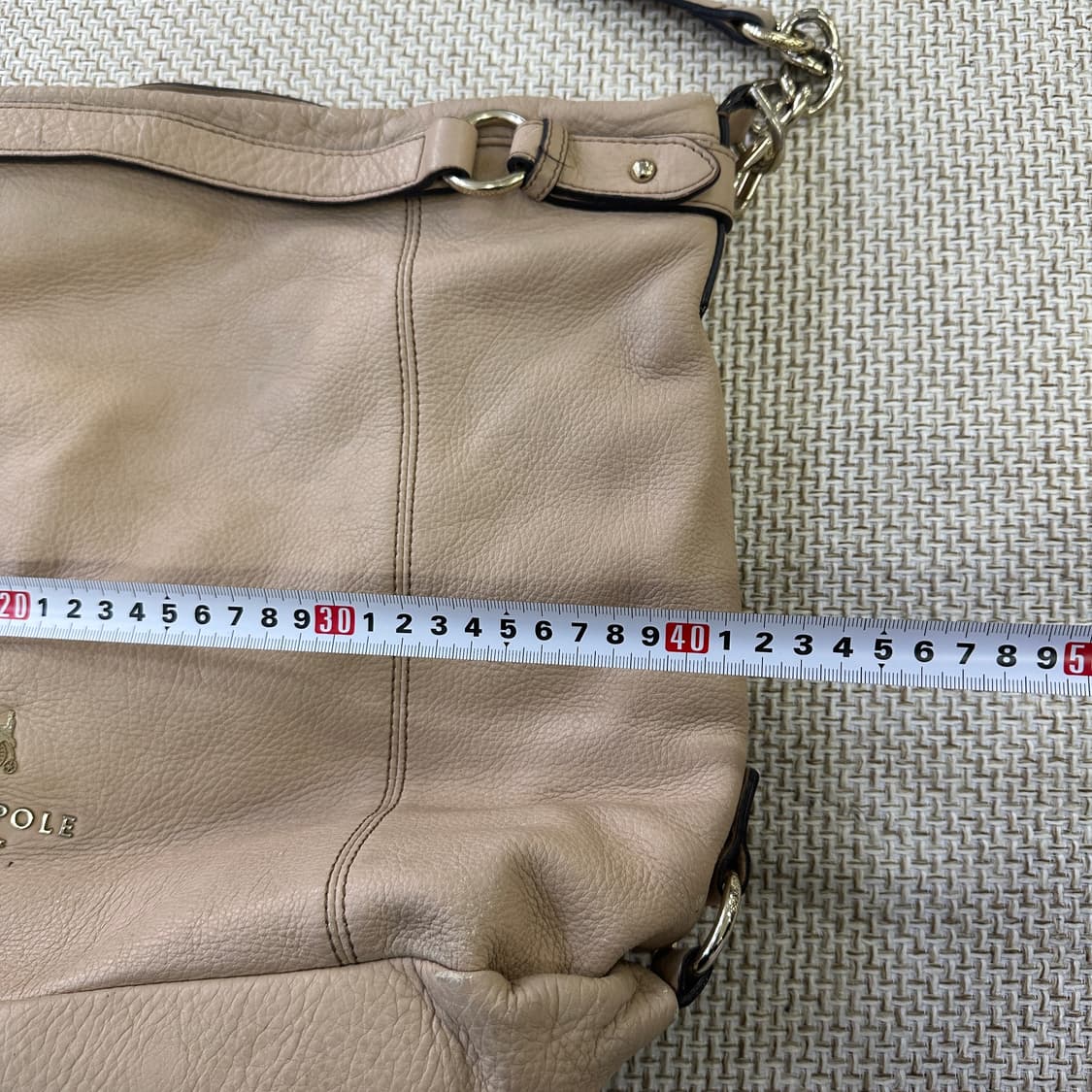 실측확인 빈폴 베이지 가죽 숄더백 0409D 상품이미지4