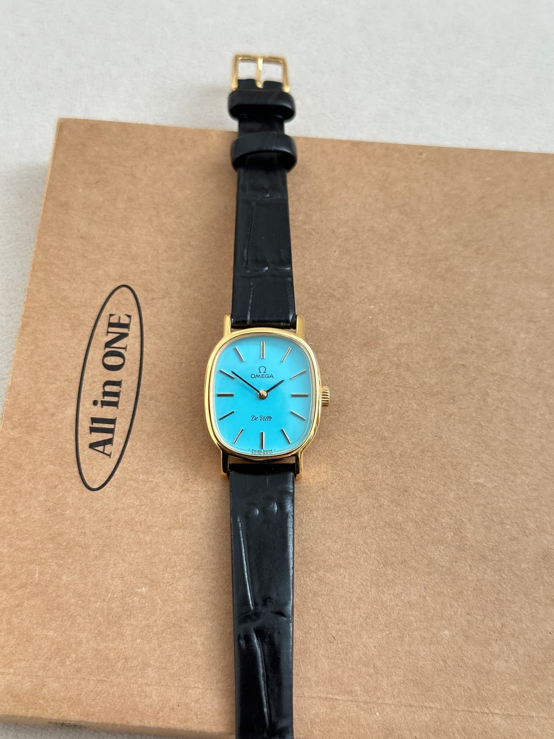 정품 오메가 수동 625 엘립스 이청아 드빌 터키블루 금장 여자 시계 상품이미지2