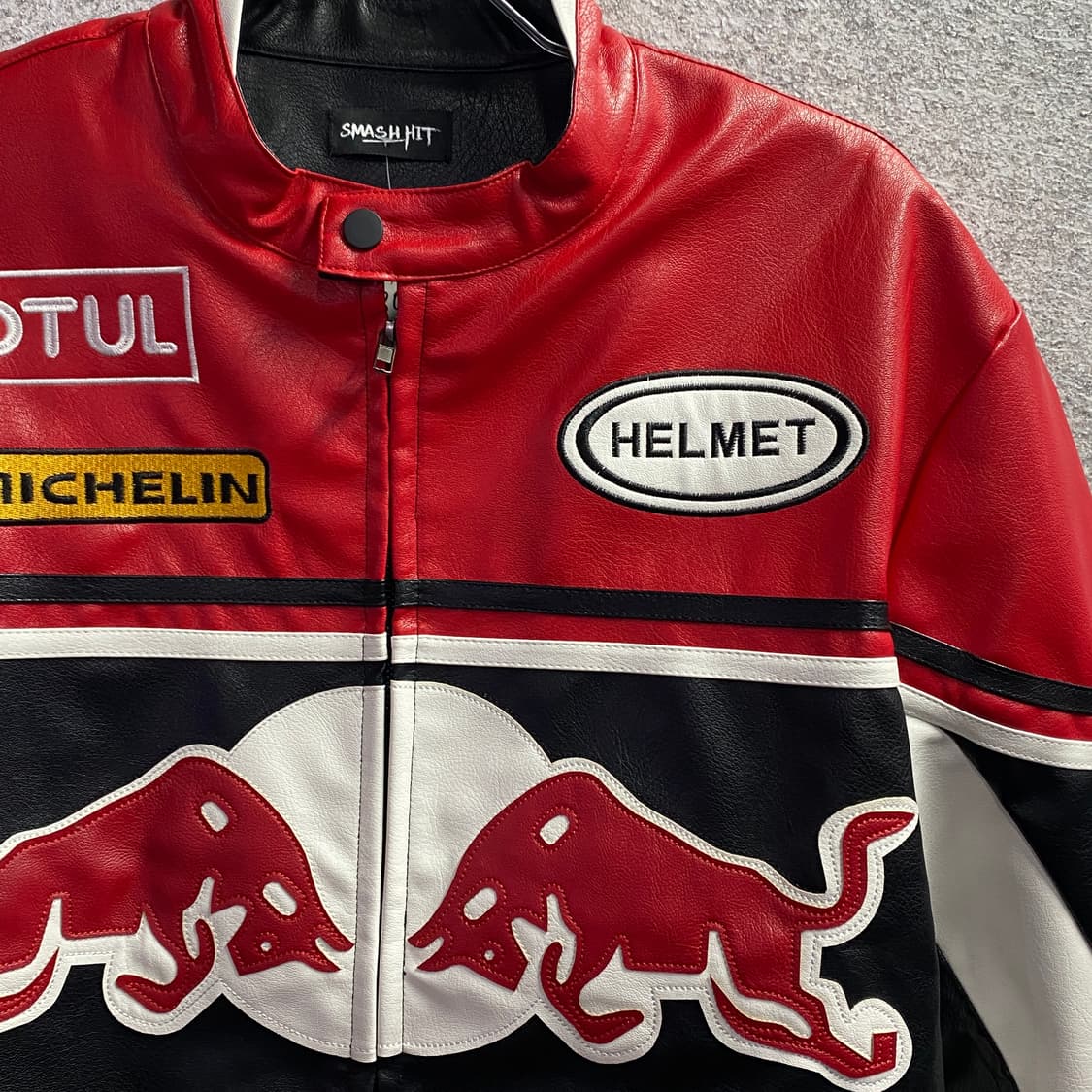 레드불 빅로고 배색 레이싱 레더자켓 B3257 상품이미지3