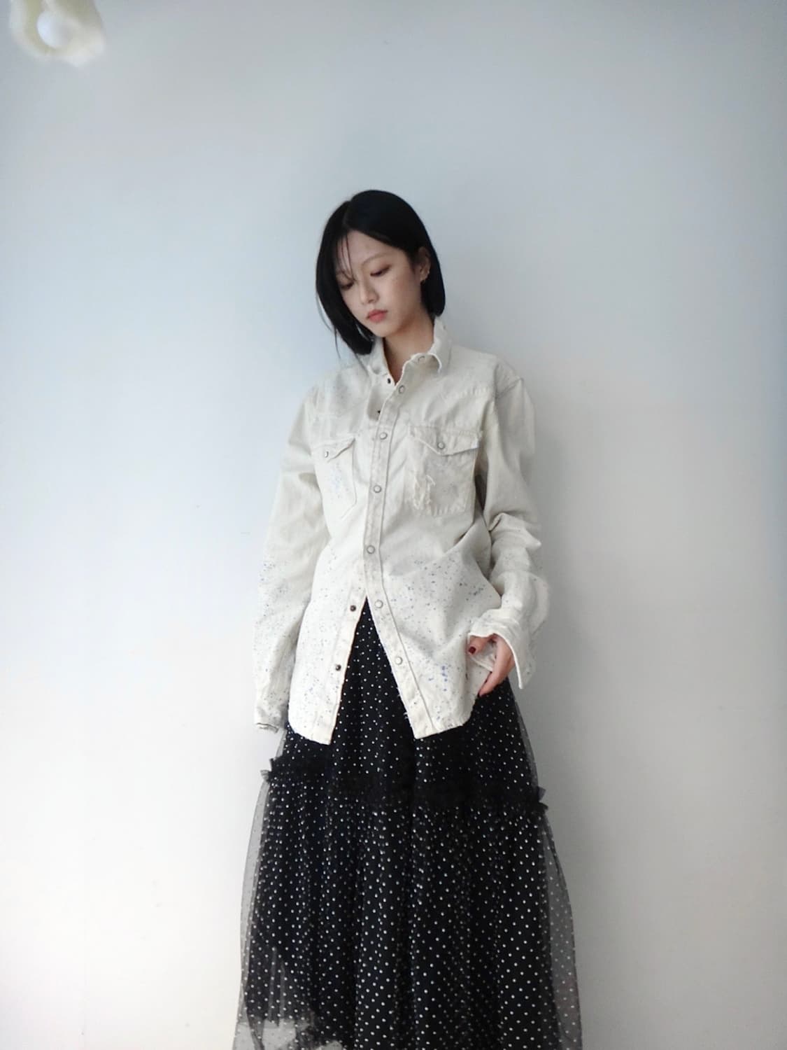Ink trimming jacket / ice white & blue 상품이미지7