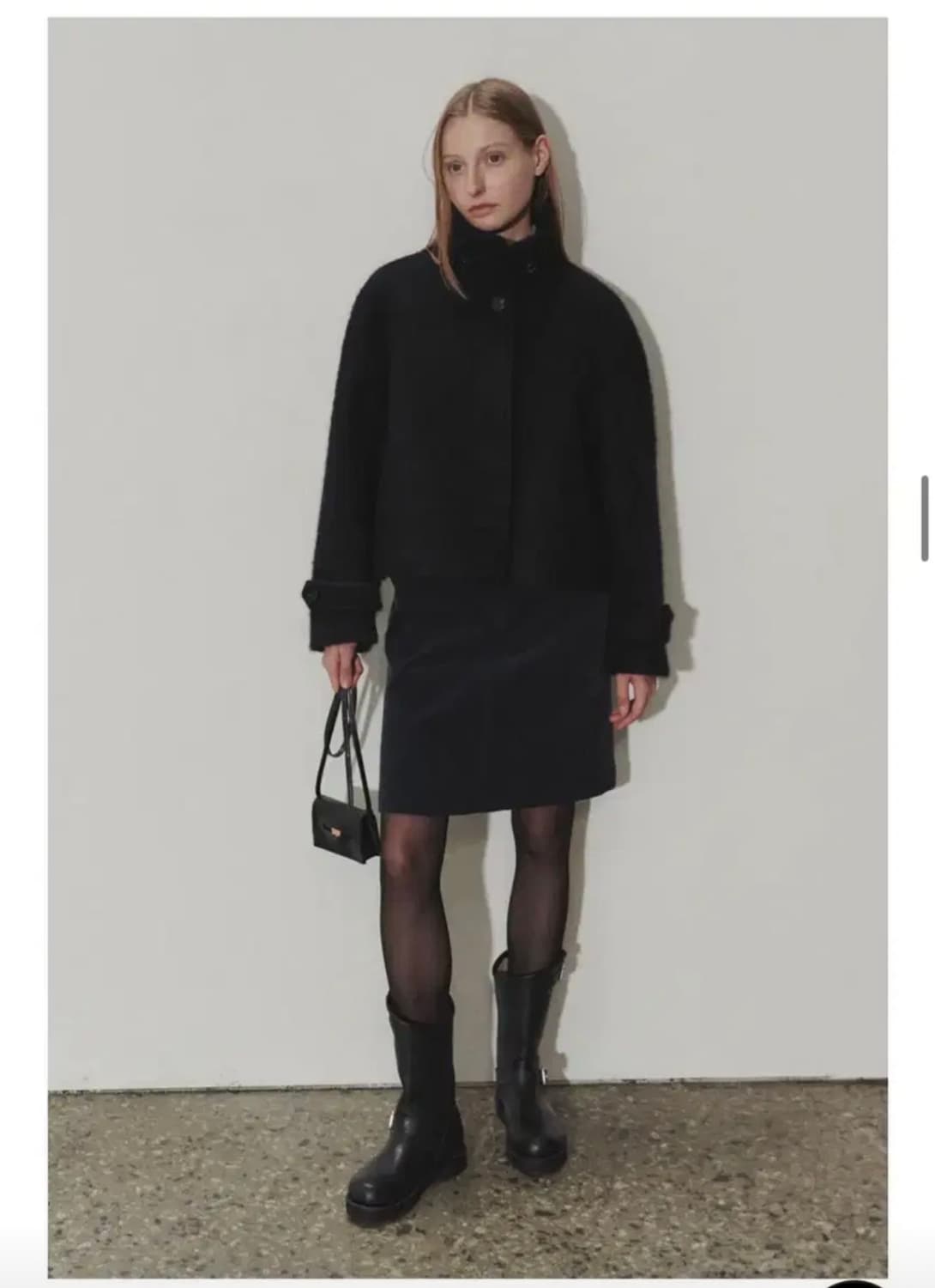 던스트 크롭 부클 울 코트 블랙 상품이미지4