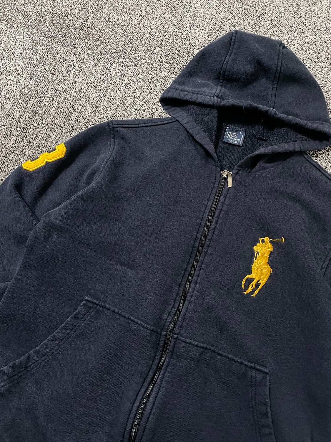 빈티지9. 폴로랄프로렌 빅포니 후드티 후드집업 핀터깔 네이비 옐로우 상품이미지2