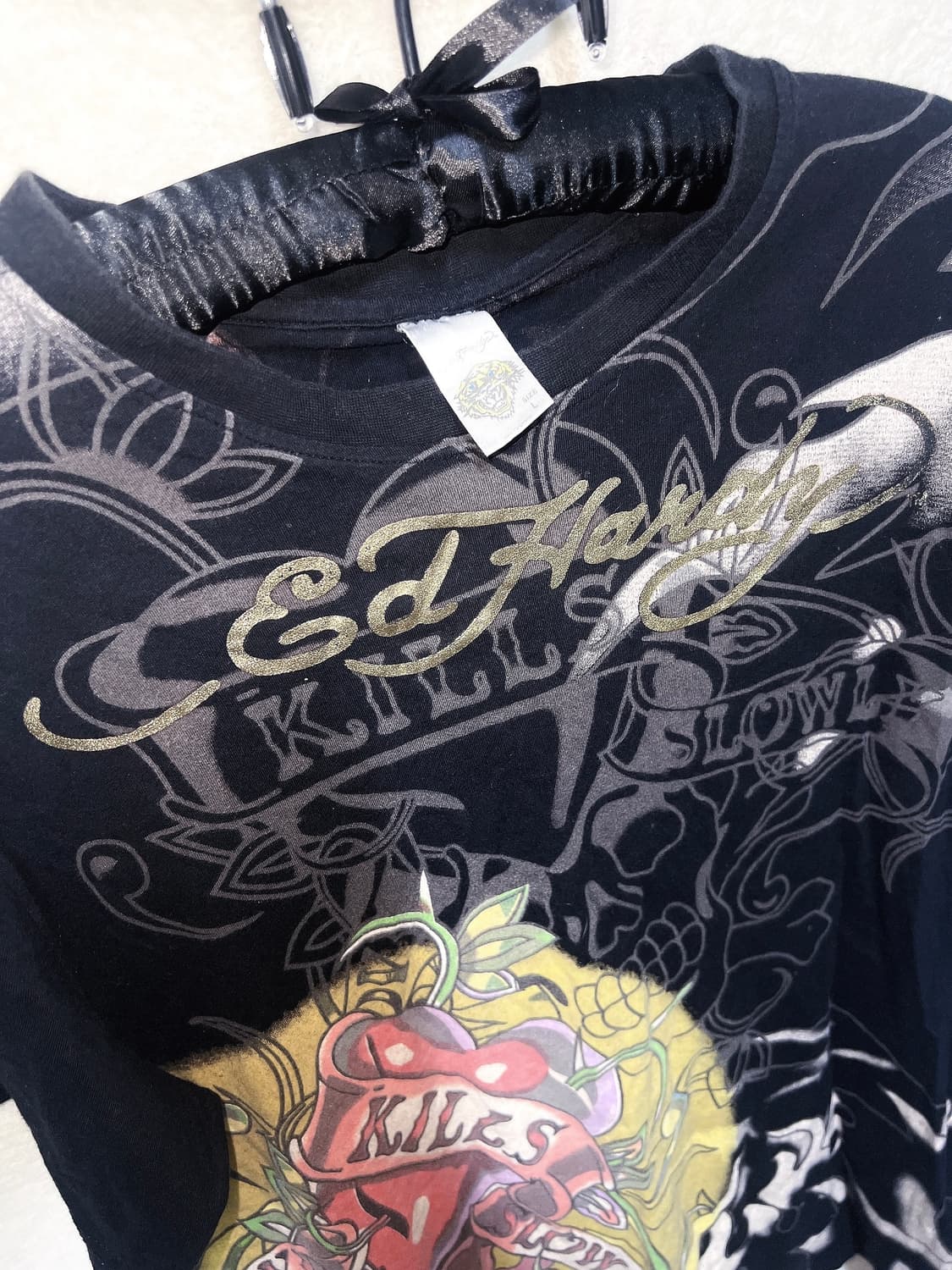 에드하디 해골 스컬 프린팅 올드스쿨 반팔티 고스 펑크 y2k 디그딥 핀터 상품이미지8