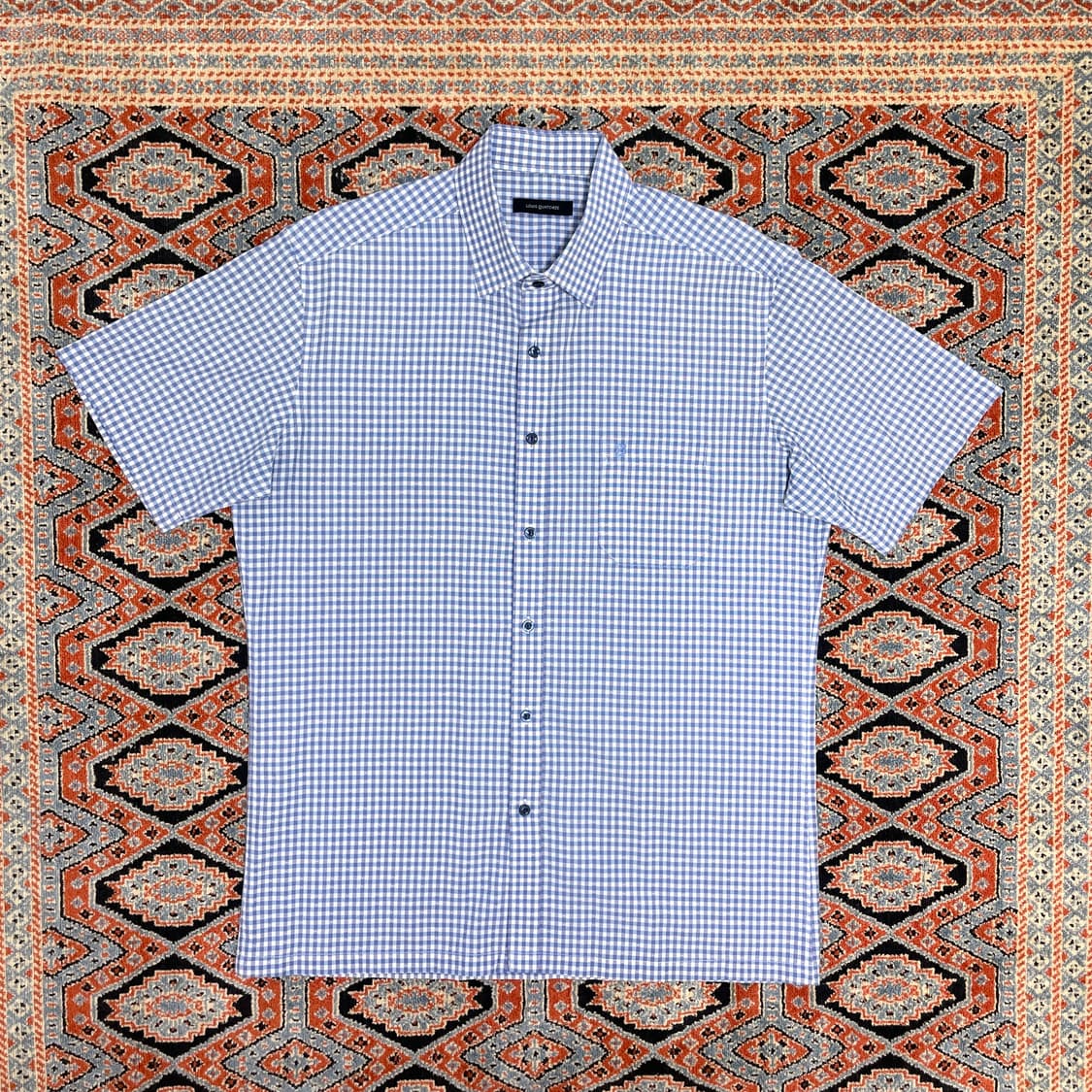 루이까또즈 블루 시어서커 반팔 셔츠 남성105 상품이미지1