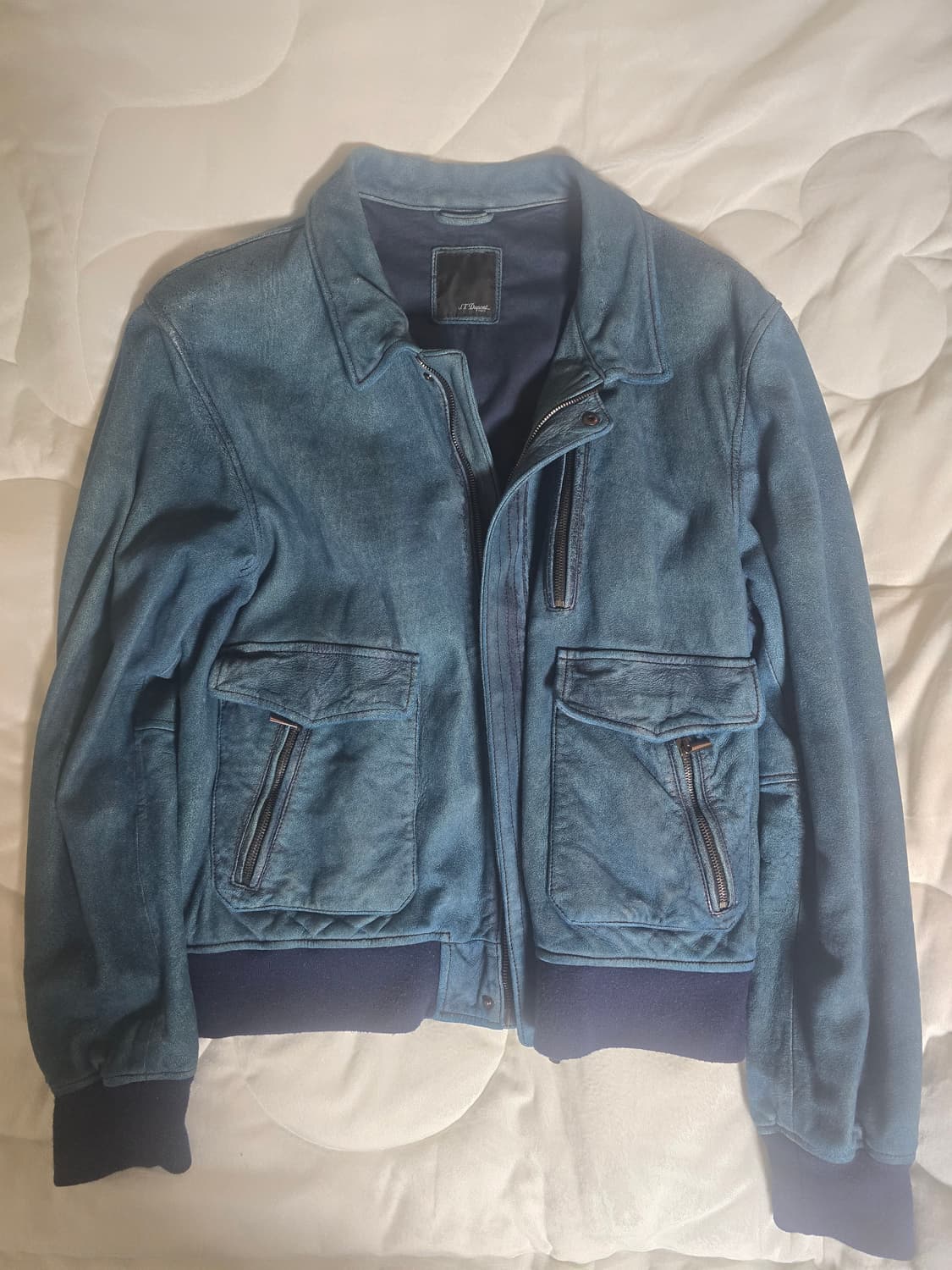 듀퐁(S.T. Dupont) 최고급 블루종 가죽자켓 데님스타일(110) 상품이미지3