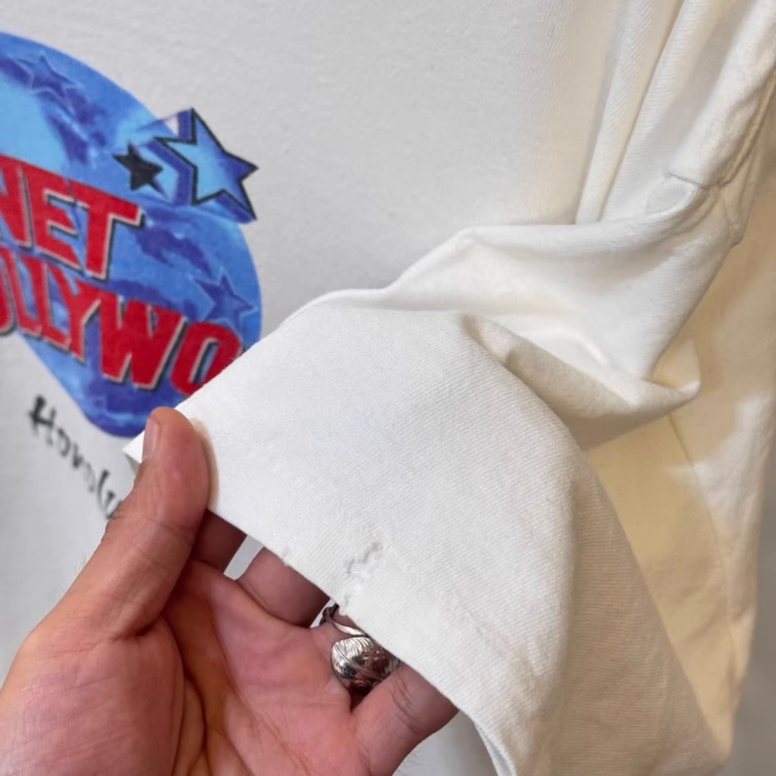 90s Planet Hollywood 오리지널 화이트 그래픽 티셔츠  상품이미지5