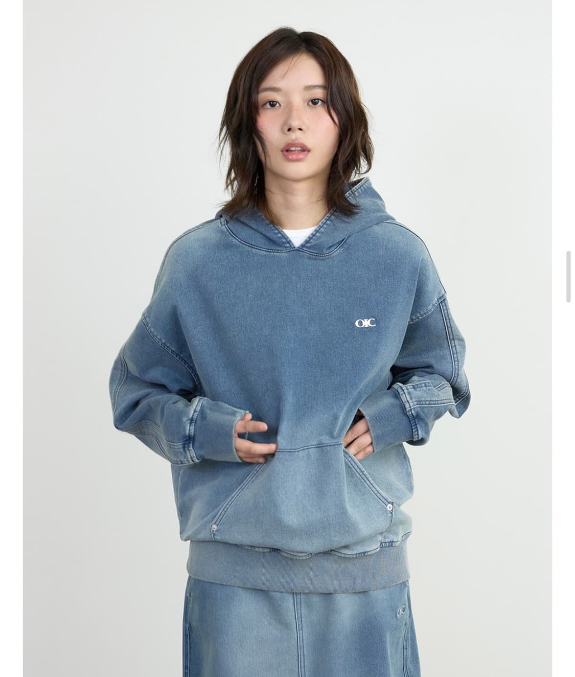 새상품 오아이오아이 헤리티지 데님 후드 상품이미지2