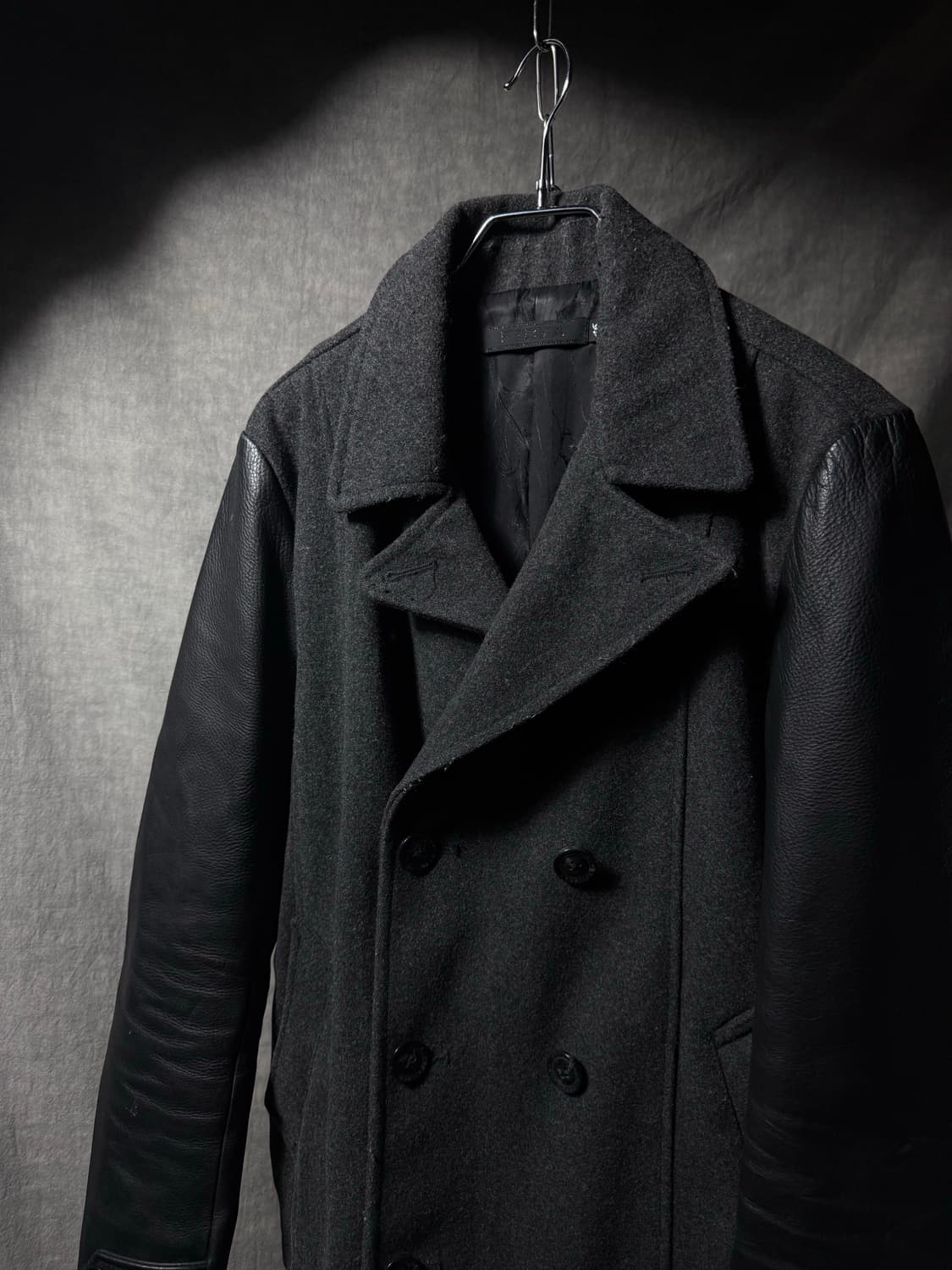 FUGA Wool Leather Hybrid Pea Jacket  상품이미지3