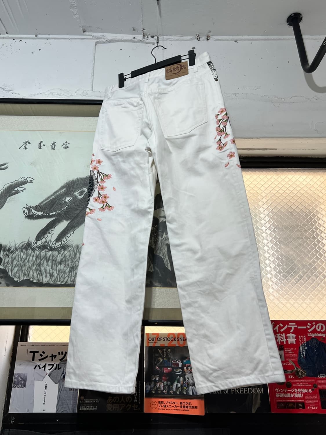 카라쿠리 타마시  Koi x Flower 자수 코튼 팬츠 상품이미지6