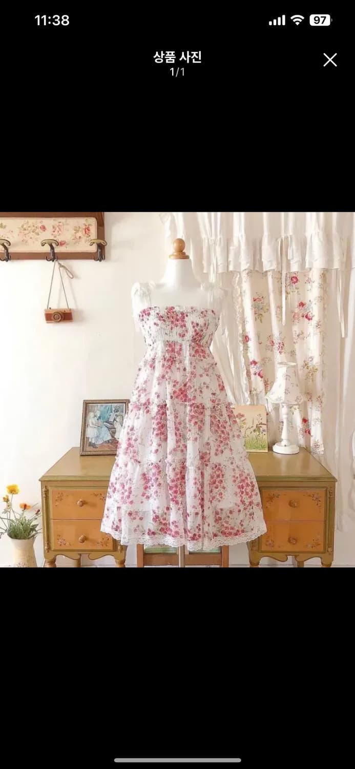 빈티지 잔꽃 캉캉 레이스 프릴 롱원피스 상품이미지1