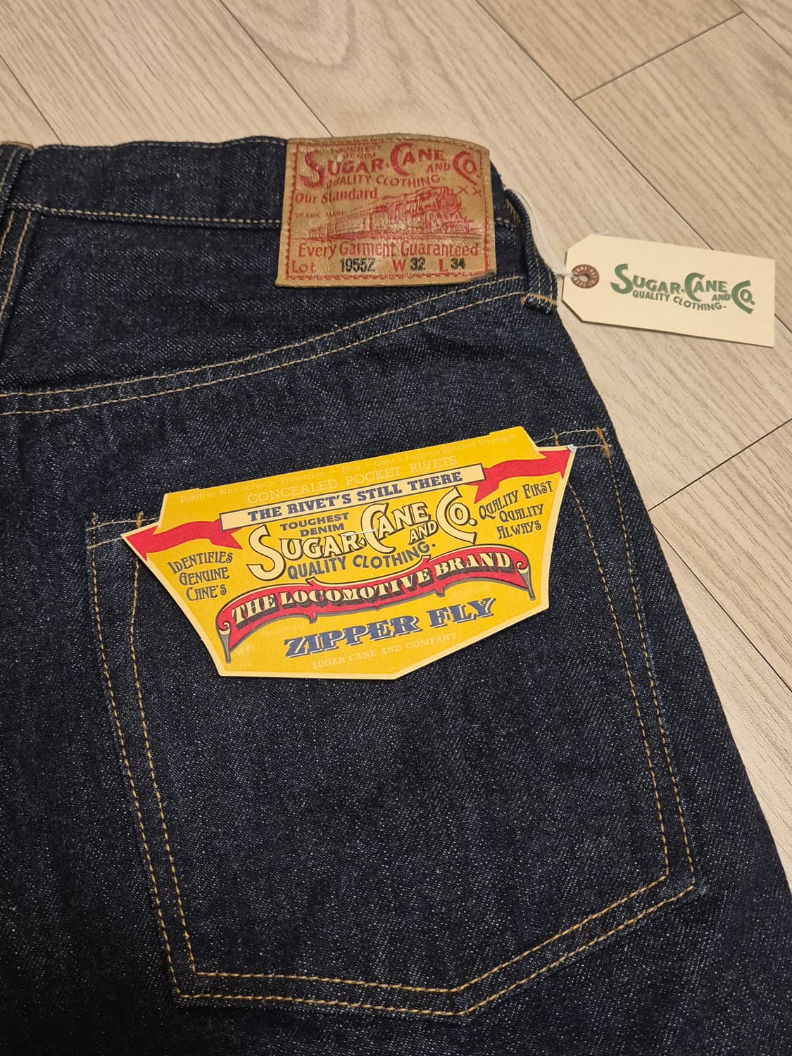 슈가케인 1955z 14oz 지퍼플라이 원워시 데님 상품이미지2
