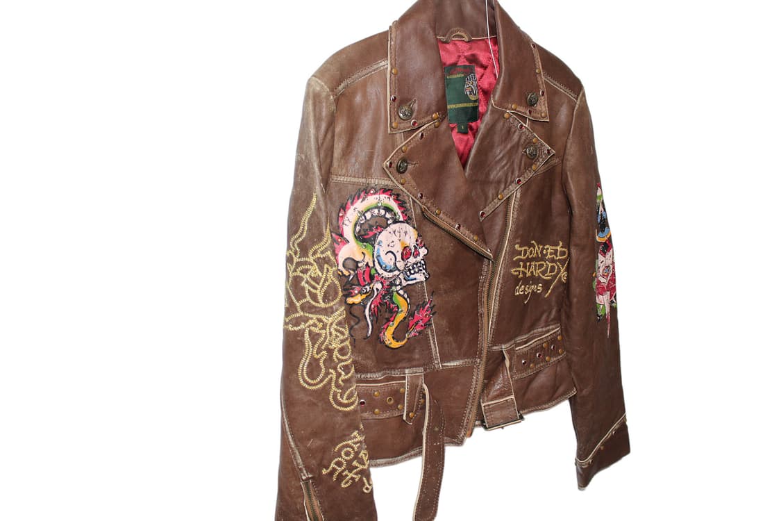 2000s Ed Hardy 에드하디 카우레더 자켓 상품이미지5