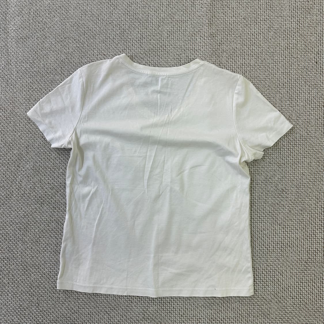 S 빈티지 화이트 브이넥 반팔티 0414D 상품이미지4