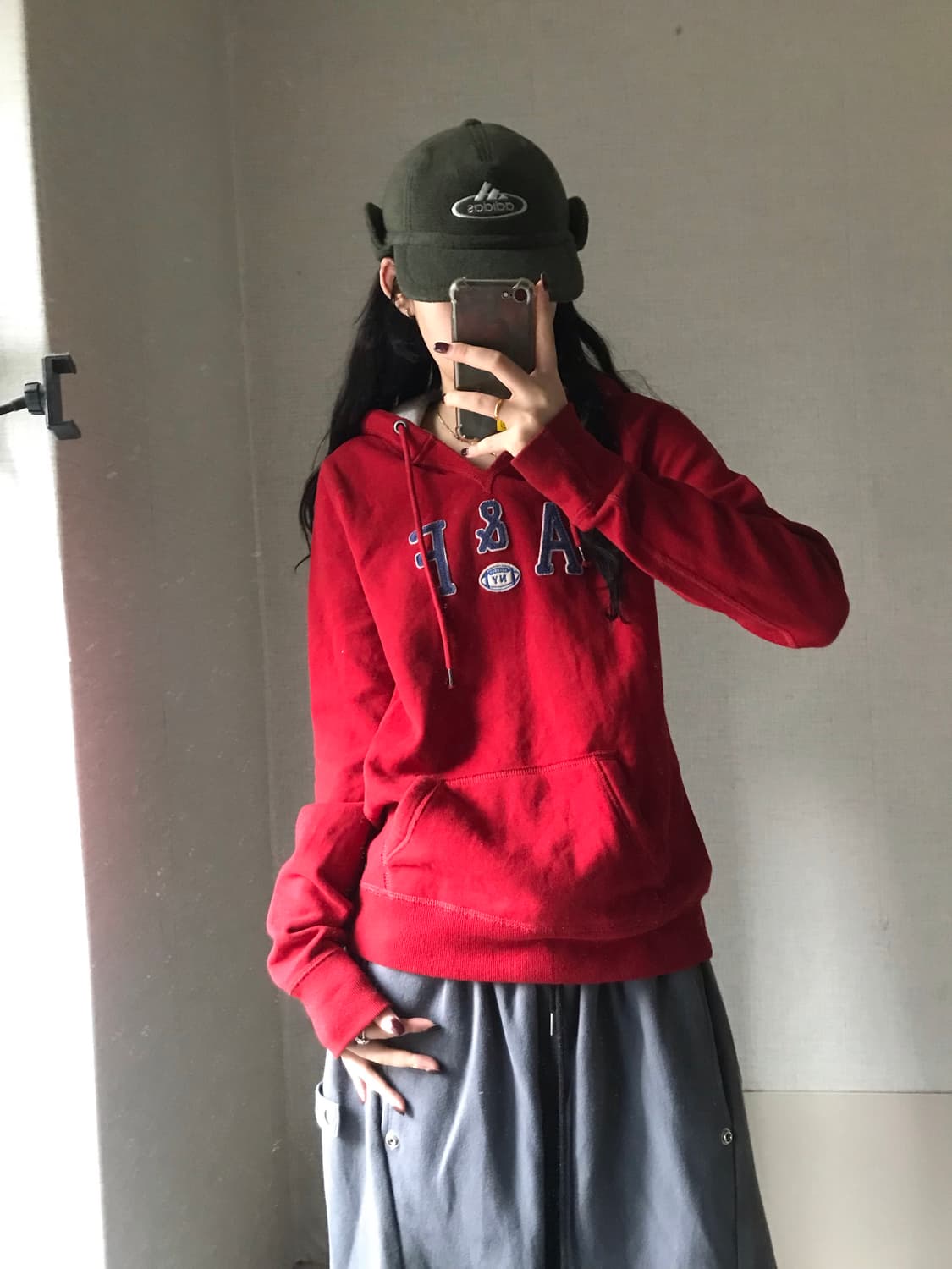 아베크롬비 레드 후드티 상품이미지1